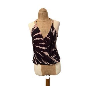 YFB young fabulous & broke tie dye draped tank top sz small black/tan NWOT
